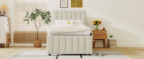 Twin Upholstered Platform Bed With Trundle And Drawers - Omega Lifestyles