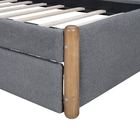 Twin Upholstered Platform Bed Frame With Trundle and Headboard - Omega Lifestyles