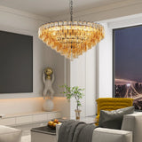 Modern Round 37-Inch Smoke Glass Dimmable Chandelier - Omega Lifestyles