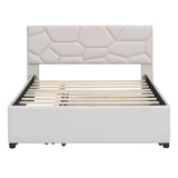 Full Upholstered Platform Bed With Trundle And Drawers Full - Omega Lifestyles
