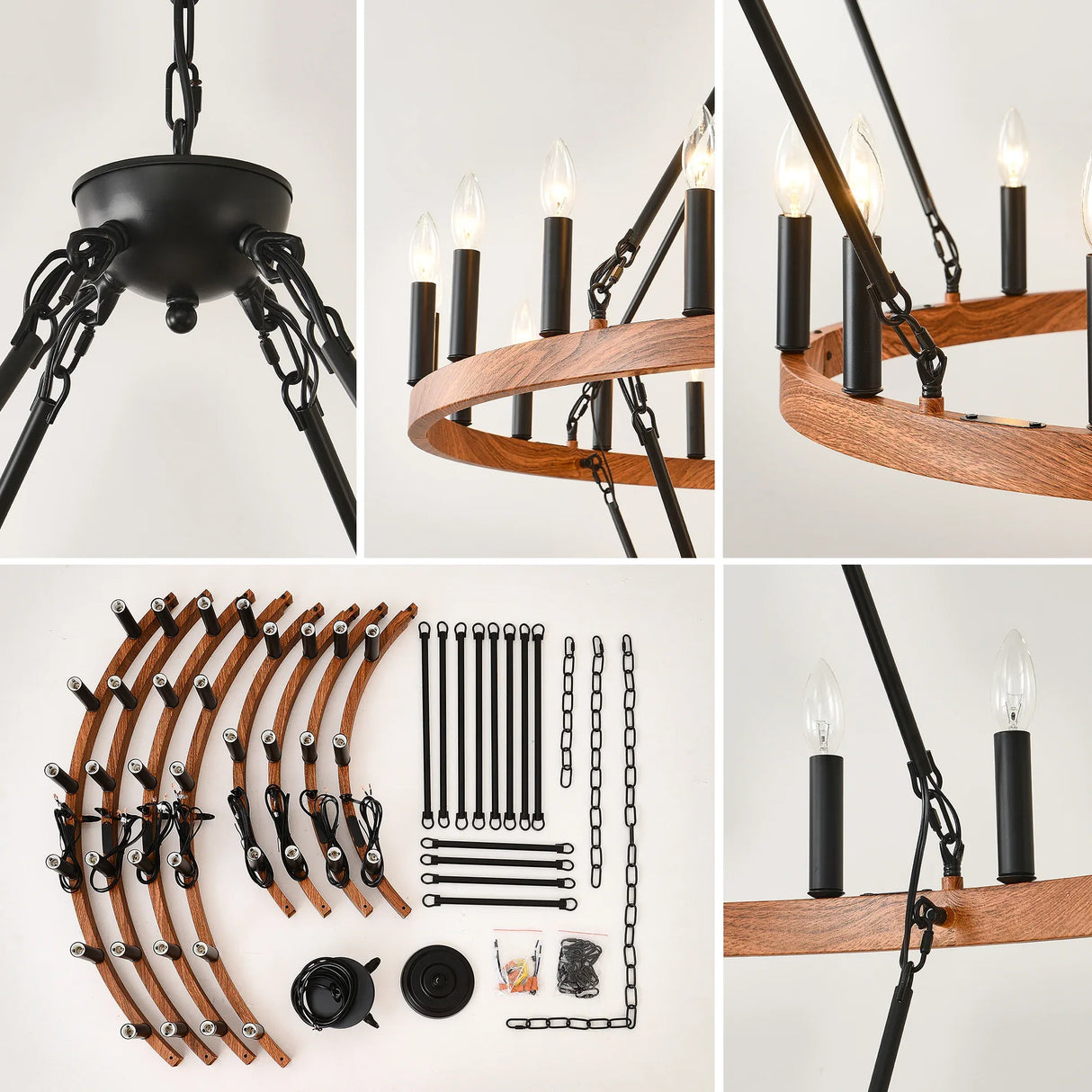 Large 36-Light Wagon Wheel Farmhouse Chandelier - Omega Lifestyles