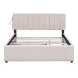 Queen Teddy Fleece Upholstered Platform Bed With Trundle - Omega Lifestyles