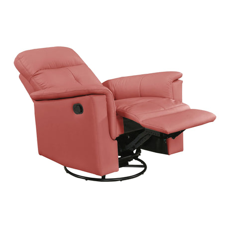 Red Genuine Leather Swivel Glider Reclining Chair - Omega Lifestyles