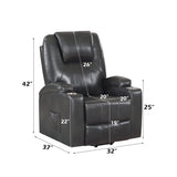 Gunmetal Faux Leather Power Lift Massage Recliner - Omega Lifestyles