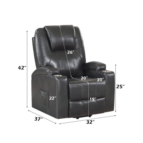 Gunmetal Faux Leather Power Lift Massage Recliner - Omega Lifestyles