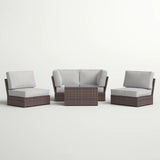 5-Piece Outdoor Weather Resistant Resin Wicker Sofa Set With Cushions