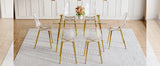 Modern Tempered Glass Dining Table And 6 Gold Chairs Set - Omega Lifestyles