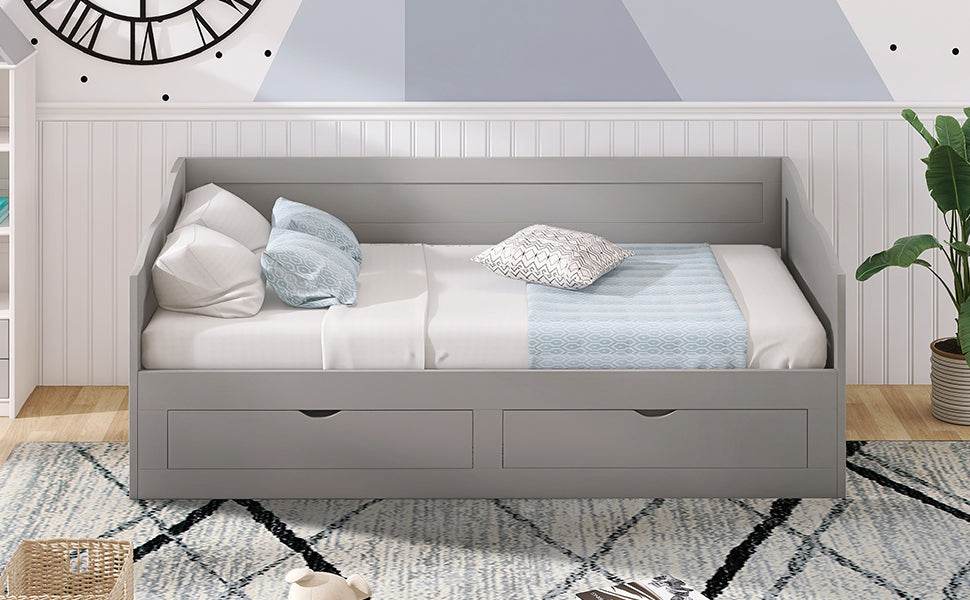 Extendable Solid Wood Twin Daybed With Trundle Drawers - Omega Lifestyles