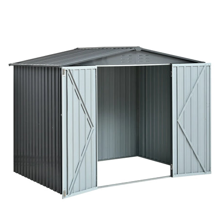 Heavy-Duty Galvanized Steel 6x8ft Outdoor Storage Shed - Omega Lifestyles