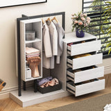 Wardrobe With Four Drawers Three Shelves MDF Metal - Omega Lifestyles