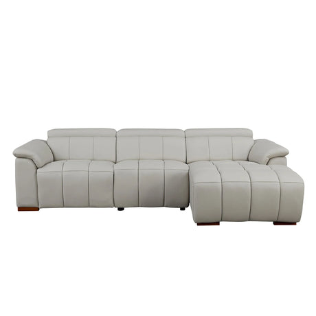 Electric Genuine Leather Reclining R Chaise Sofa With USB Port - Omega Lifestyles