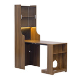 Mid-Century Modern Walnut Foldable Desk With Hutch - Omega Lifestyles