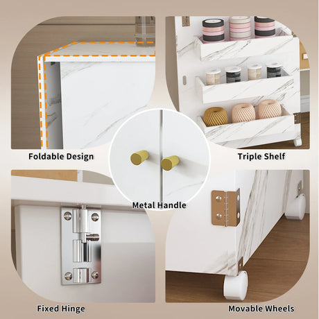 Foldable Adjustable Sewing Machine Table With Storage Cabinet - Omega Lifestyles