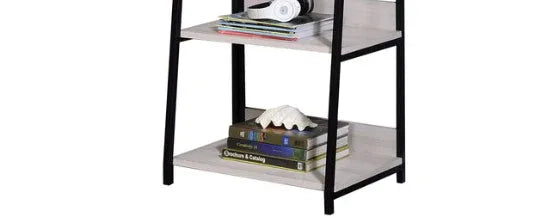 Leaning Ladder 5-Shelf Metal And Wood Bookshelf - Omega Lifestyles