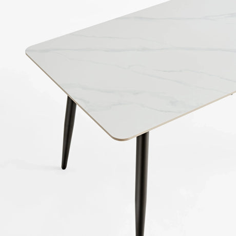 Modern Rectangular Ceramic Top Dining Table With Metal Base - Omega Lifestyles