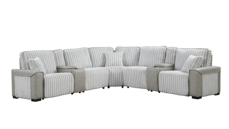 Power Reclining Modern Corduroy Sectional Sofa With Console - Omega Lifestyles