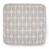 Square Cotton Woven Blue White Fabric Pouf Stool - Omega Lifestyles