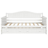 Twin White Solid Wood Cottage Style Daybed With Trundle - Omega Lifestyles
