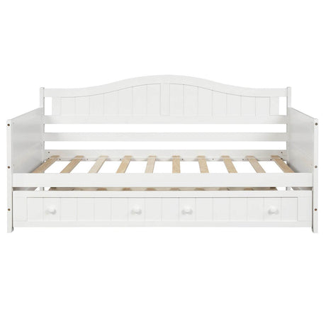 Twin White Solid Wood Cottage Style Daybed With Trundle - Omega Lifestyles