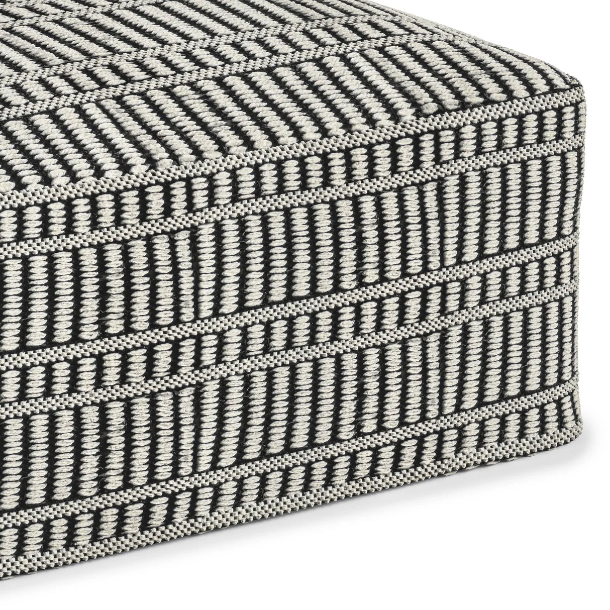 Square Woven Indoor Outdoor Fabric Pouf With Support - Omega Lifestyles