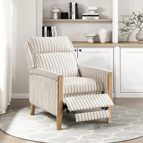 Classic Farmhouse Push-Back Reclining Fabric Upholstery Chair - Omega Lifestyles