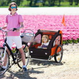 Kids Double Seat Steel Frame Bike Trailer with Harness - Omega Lifestyles