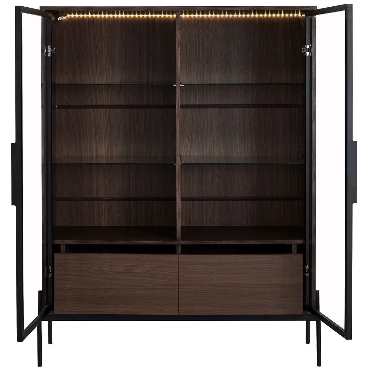 Modern Minimalist LED Curio Cabinet With Tempered Glass Doors - Omega Lifestyles