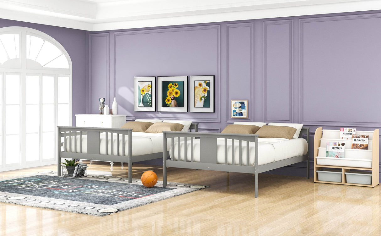 Full Over Full Solid Wood Gray Bunk Bed - Omega Lifestyles