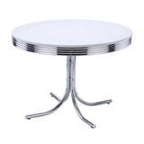 White Metal Round Dining Table And Chair Set - Omega Lifestyles