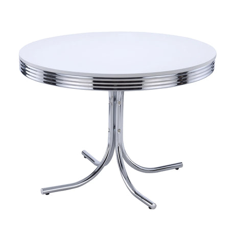 White Metal Round Dining Table And Chair Set - Omega Lifestyles