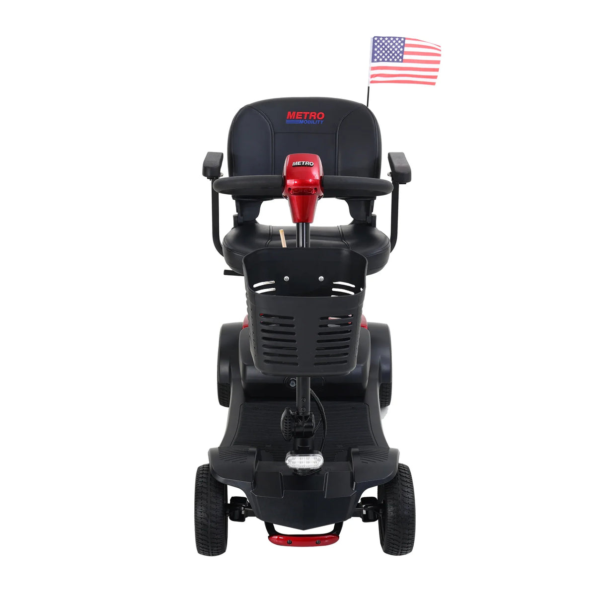 Red 4-Wheel Outdoor Compact Metal Mobility Scooter - Omega Lifestyles