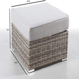 Modern Grey Wicker Outdoor Ottoman With Ultra-Soft Cushion - Omega Lifestyles