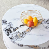 12-Inch White Patterned Cylindrical MDF Coffee Table - Omega Lifestyles