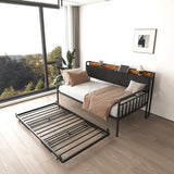 Twin Metal Frame Daybed With Trundle Upholstered Headboard Charging - Omega Lifestyles
