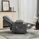 Medium-Firm Corduroy Remote-Controlled Heating Massage Recliner - Omega Lifestyles