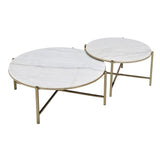 2-Piece Marble Top Nickel Finish Nesting Table Set - Omega Lifestyles