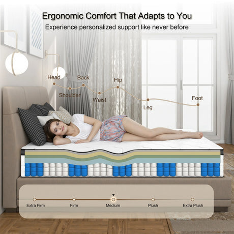 Queen Medium Firm 12-Inch Hybrid Memory Foam Mattress - Omega Lifestyles