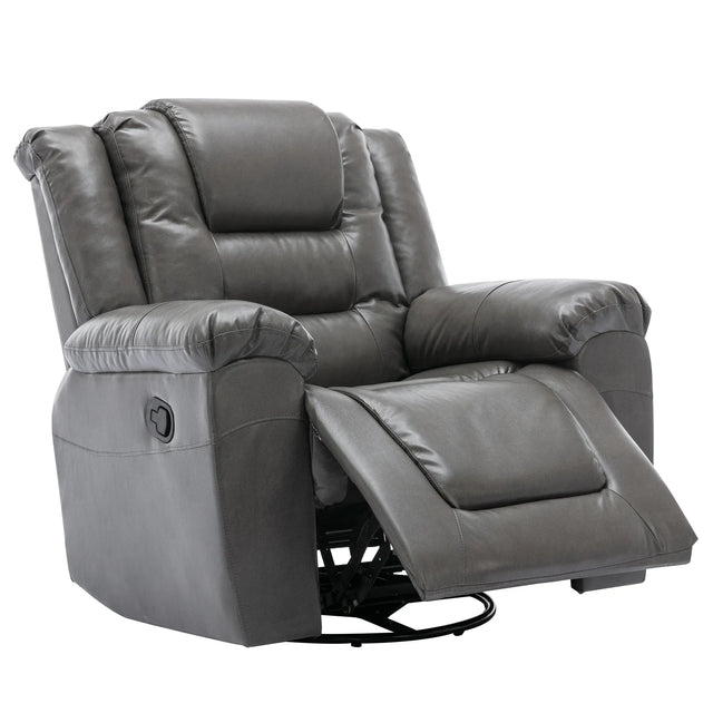 Grey PU Manual Reclining Rocking Swivel Recliner Chair - Omega Lifestyles