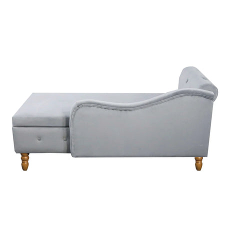 Classic Velvet Storage Chaise Lounge With Pillow - Omega Lifestyles