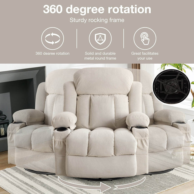 Heated Velvet Swinging Recliner Massage Chair With USB - Omega Lifestyles