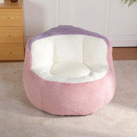 Multicolor Faux Fur Oversized Foam-Filled Bean Bag Chair - Omega Lifestyles