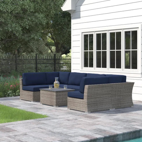 4-Person Modular Weather-Resistant Outdoor Wicker Seating Set - Omega Lifestyles