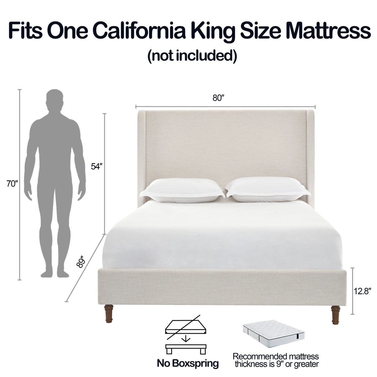 California King Contemporary Fabric Metal Upholstered Bed Frame - Omega Lifestyles