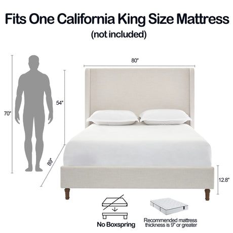 California King Contemporary Fabric Metal Upholstered Bed Frame - Omega Lifestyles