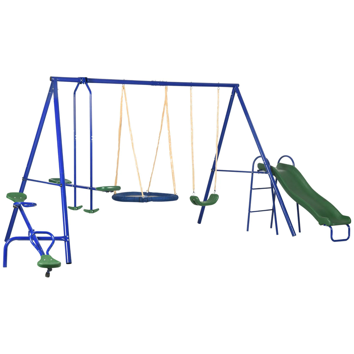 Heavy-Duty Steel 5-in-1 Kids Outdoor Swing Set - Omega Lifestyles