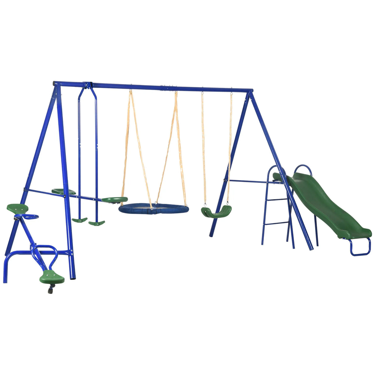 Heavy-Duty Steel 5-in-1 Kids Outdoor Swing Set - Omega Lifestyles