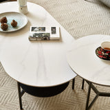 Modern Ceramic And Walnut Finish Coffee Table - Omega Lifestyles