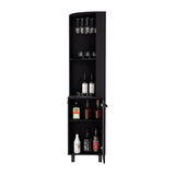 Modern Black MDF Corner Bar Cabinet With Wine Rack - Omega Lifestyles