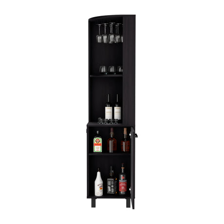 Modern Black MDF Corner Bar Cabinet With Wine Rack - Omega Lifestyles