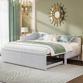 Twin Upholstered L-Shaped Daybed With Pop-Up Trundle - Omega Lifestyles
